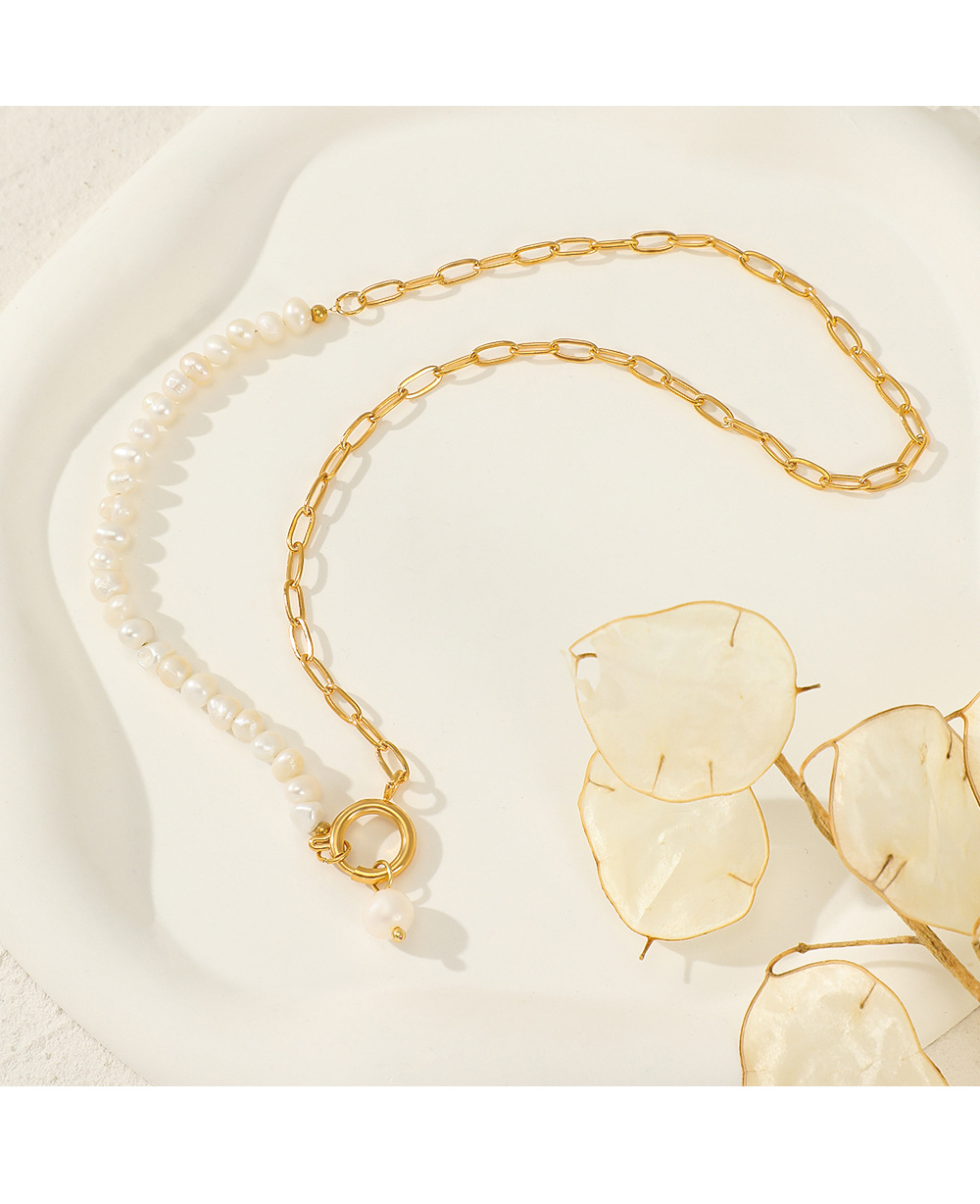 Elegant Geometric Stainless Steel Pearl Plating Necklace