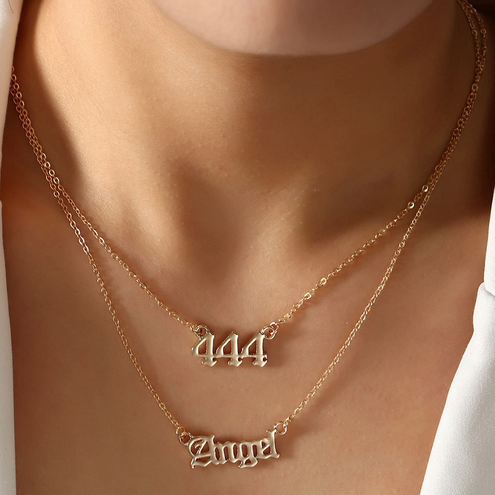 Ange Chiffre Chanceux Ange Lettre Collier 2 Pièces display picture 14