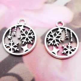 8555PP  16*19  mm合金古银星星雪花片挂件饰品配件200个/包1.克