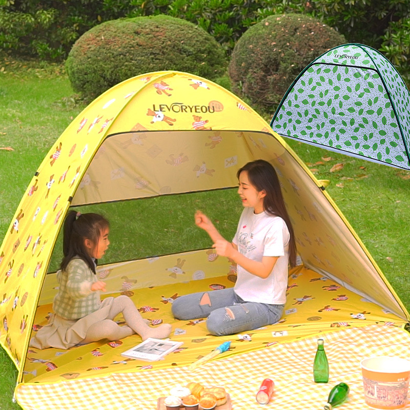 Outdoor Double Quick-Setup Tent Sunshade for Beach Sand Small Tent for 2 People No Assembly Required Leisure Fully Automatic