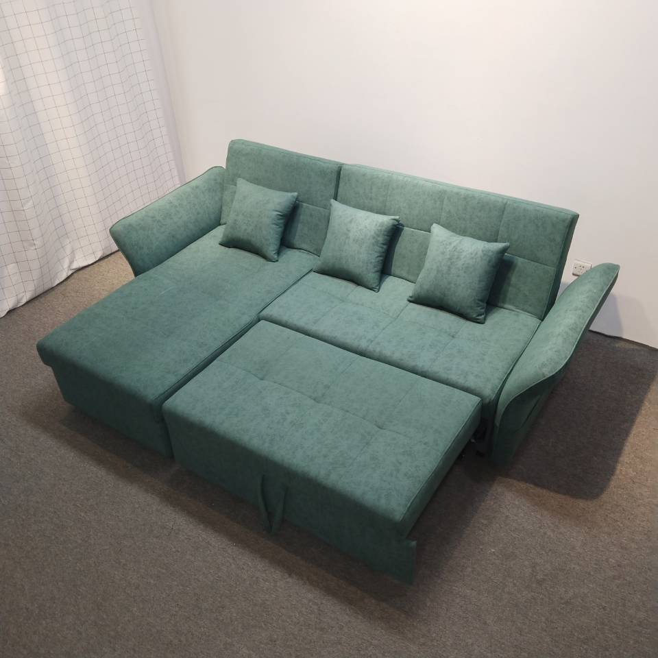 Sofá cama multifuncional verde oscuro doble uso plegable pequeño apartamento de sala de estar almacenaje VIP desmontable arena de tela