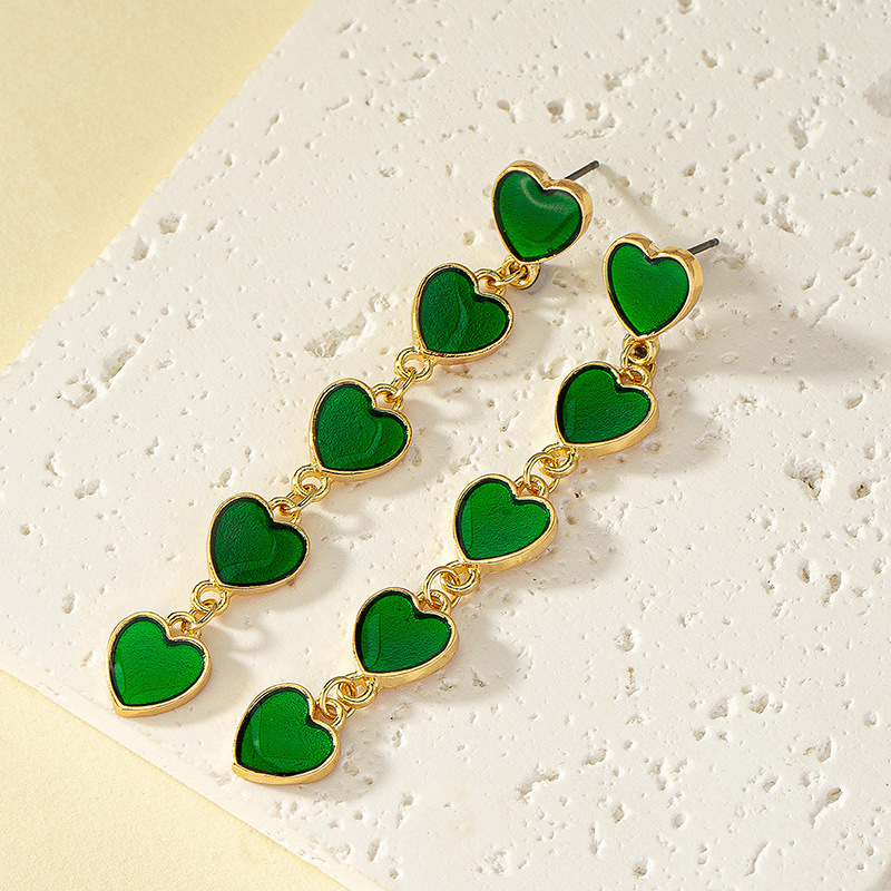 1 Pair Simple Style Heart Shape Enamel Alloy Drop Earrings Earrings display picture 5