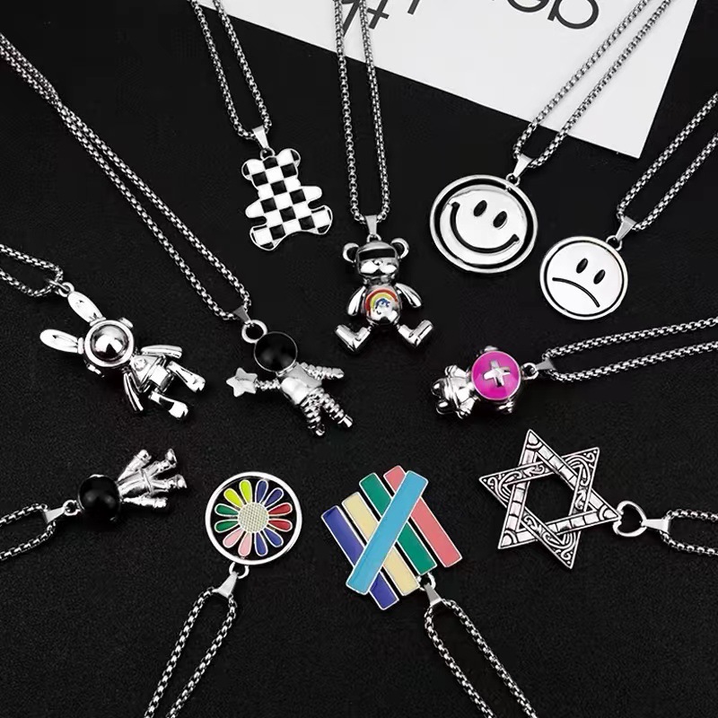 男士项链女钛钢百搭个性时尚毛衣链嘻哈朋克风情侣吊坠配饰品批发