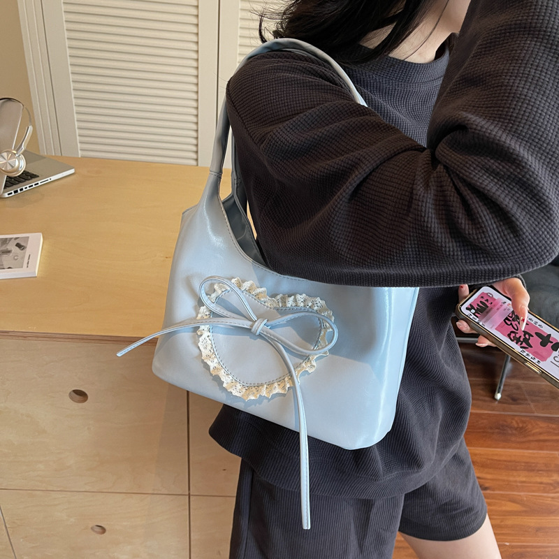 Bolso Tote de moda coreana 2025 verano nuevo estilo bolso femenino bowknot love bolso de encaje bolso de hombro