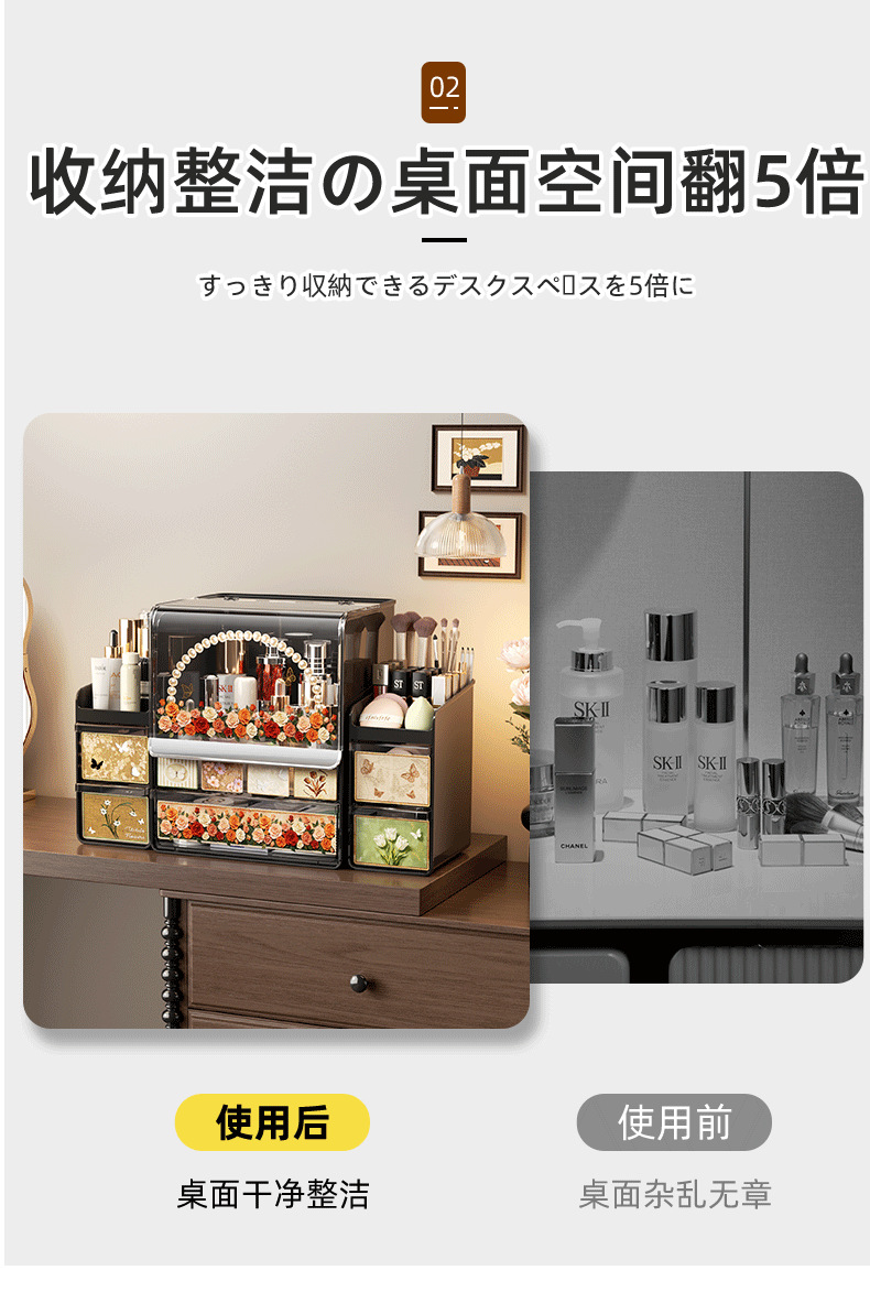 Premium-Schminkschrank mit Schublade Staubschutz große Kapazität