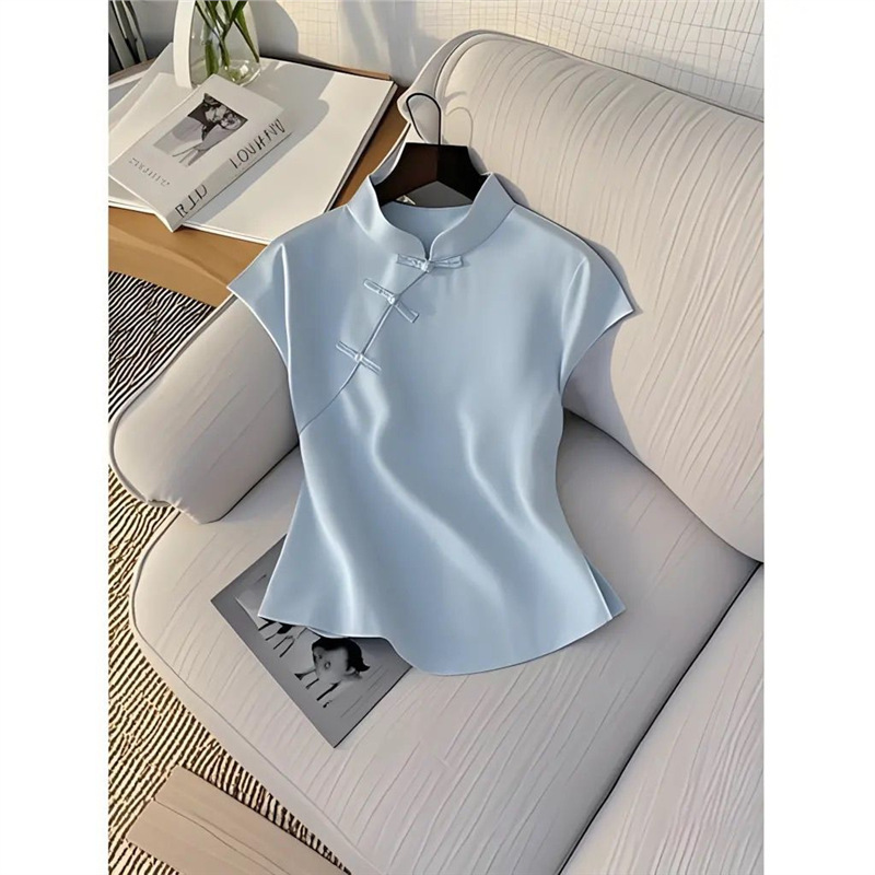 2025 New Summer Style High-End Light Luxury Tops, Super Nice, Unique and Beautiful, Age-Reducing New Chinese Style White Short-Sleeved Women 2025 New Summer Style High-End Light Luxury Tops, Super Nice, Unique and Beautiful, Age-Reducing New Chinese Style White Short-Sleeved Women