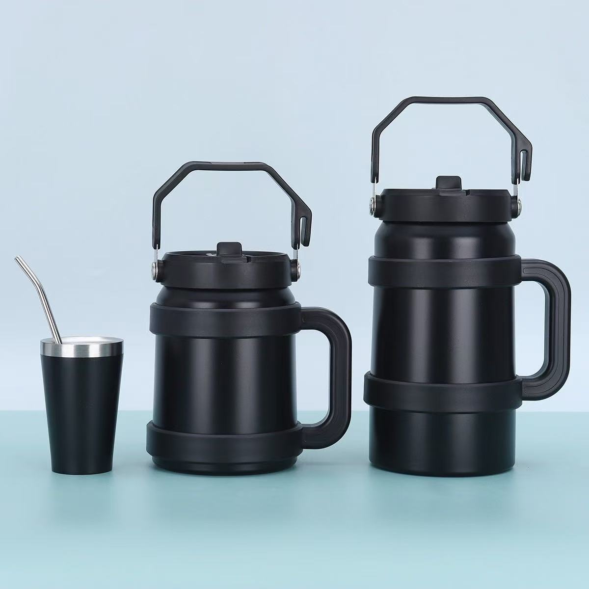 Portable al aire libre 50oz Toneladas Toneladas Toneladas Taza de paja de almacenamiento en frío de gran capacidad Mango Copa Bingba Taza termo de acero inoxidable 304