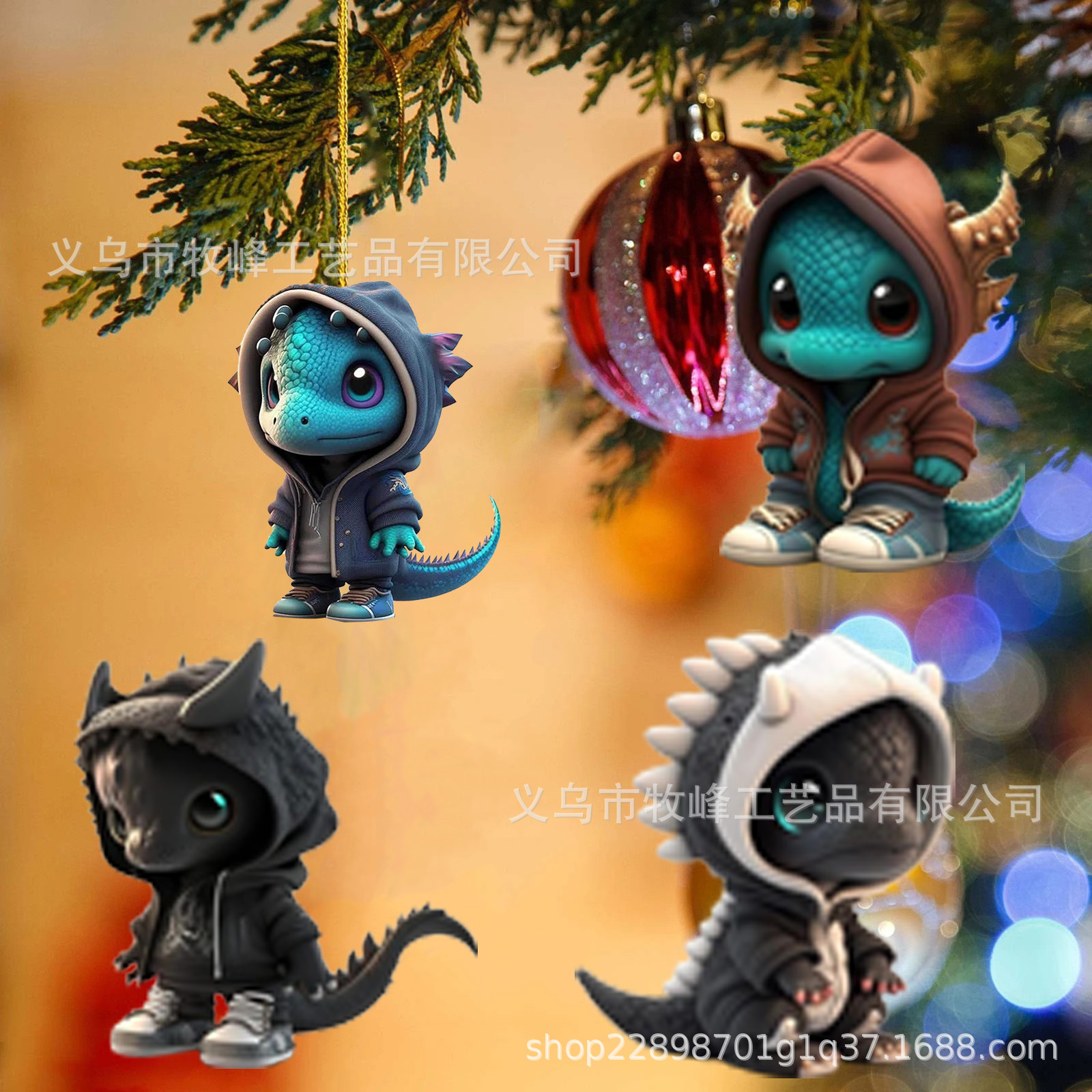 2023 transfronteriza nuevo dinosaurio elfo árbol de Navidad colgante Navidad lugar decoración del hogar regalo de los niños