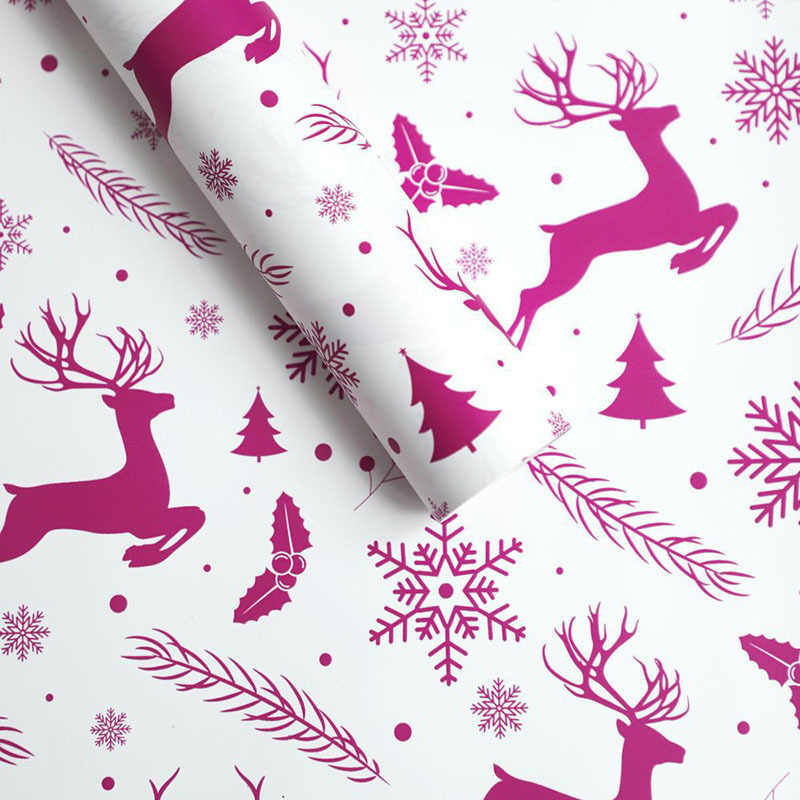 Material de ramo navideño de doble cara impresión en color bolsa kraft papel de flores caja de regalo papel de regalo de navidad