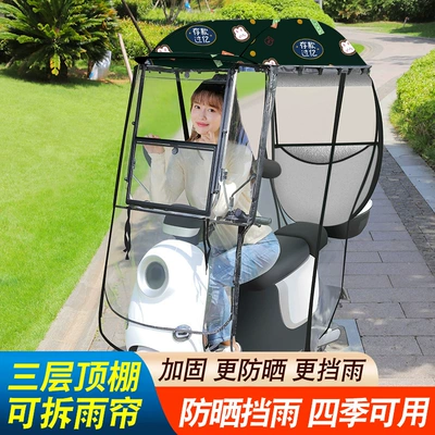 Electric Vehicles, Detachable New Model, Elektromobil üçün ön şüşə çətiri (günlük) - h202-money-is-bright-double-sided-printing-widened-with-side-baffles-lifting-sliding-window-electric-car-with-rearview-mirror-shot