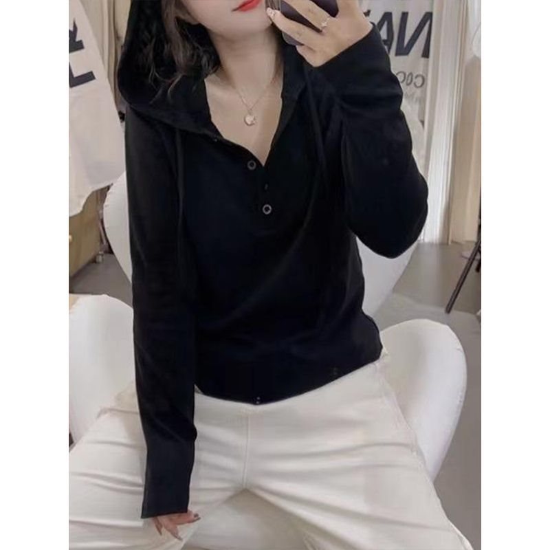 文艺范简约德绒连帽长袖恤打底衫女春秋冬大码显瘦宽松百搭上衣|undefined