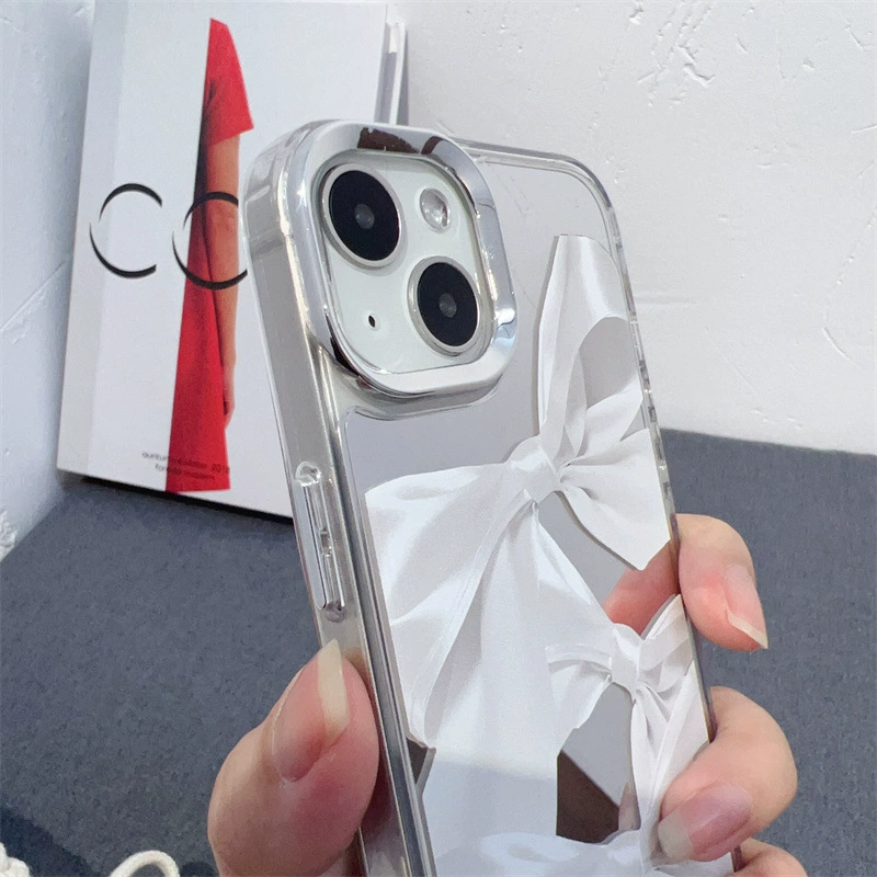 Яблоко, совместимо с iPhone 13 белого цвета с бантом, iPhone13 Pro, милый чехол для телефона, iPhone, защита от падения