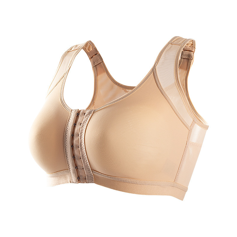 Front-Closure Sports Bra, Large Size, Open-Style, Post-Mastectomy, Wireless, Non-Adjustable Bra for Women
