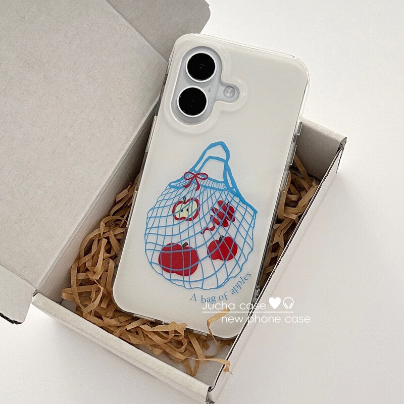Suitable for Apple 17 Phone Case, New Creative Design for iPhone 16, High-End Trendy Niche Style, iPhone 15 Red Fruit Shopping Bag