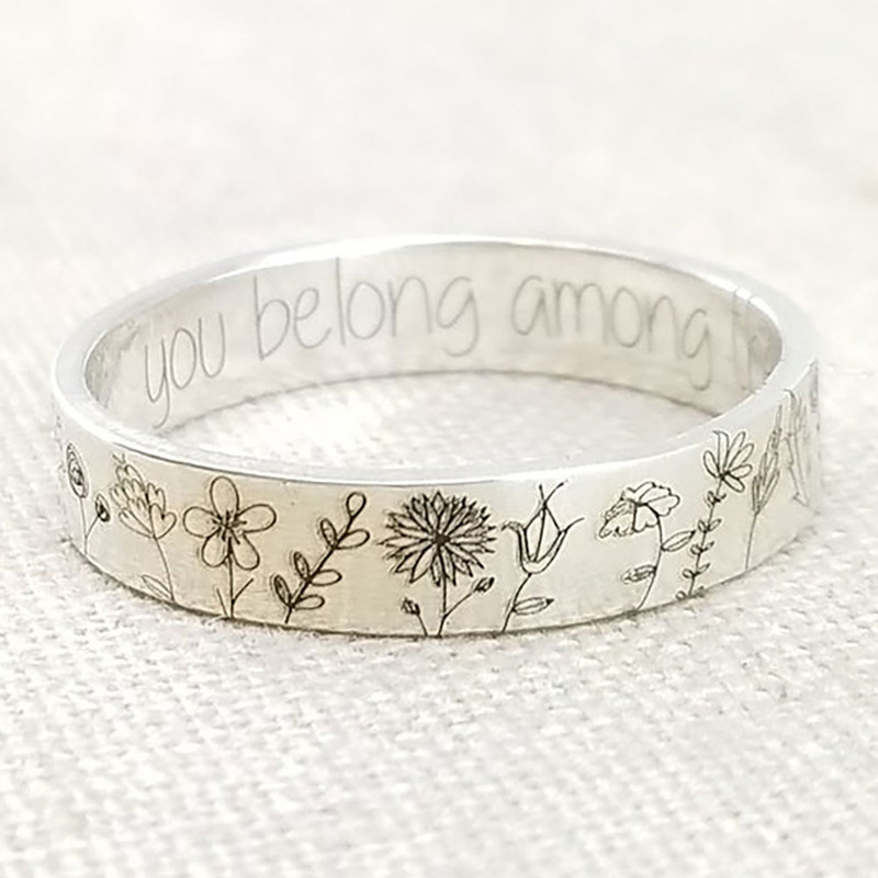 Cross-Border New Style You Belong among the Wildflowers Dandelion Flower Ring Wholesale