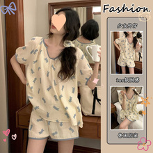 日系少女外穿ins网红卡通睡衣女夏季新款宽松甜美家居服薄款套装