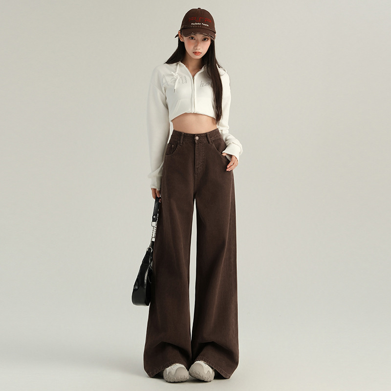 Autumn and Winter Main Color Series: Versatile High-Waisted Straight-Leg Jeans, Long Pants & Extended Regular Length