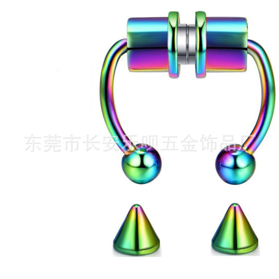 New stainless steel magnetic fake nose ring horseshoe ring titanium steel artificial nose ring non-perforated nose clip nose jewelry