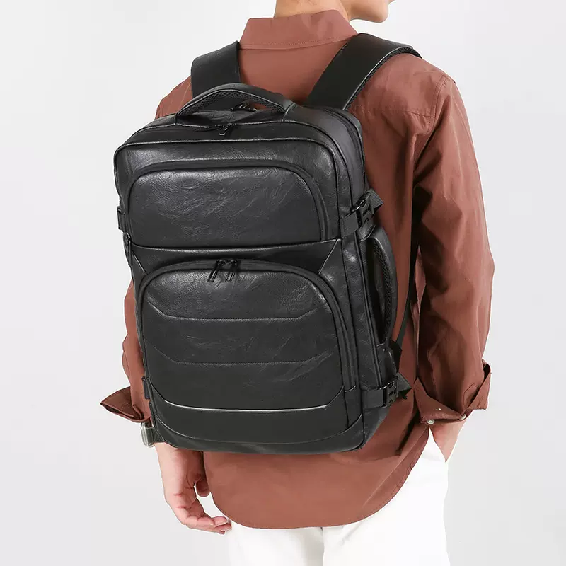 跨境2025新款韩版男士双肩包大容量初高中学生书包简约通勤电脑包