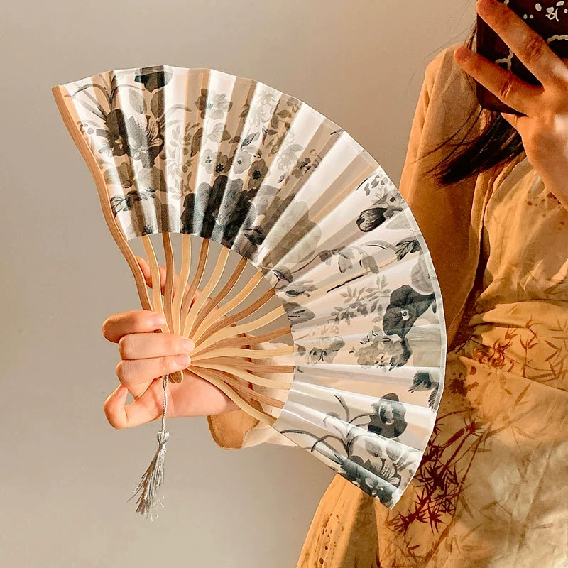 Портативная ручная Hanfu, чонсам, круглый веер, китайский стиль