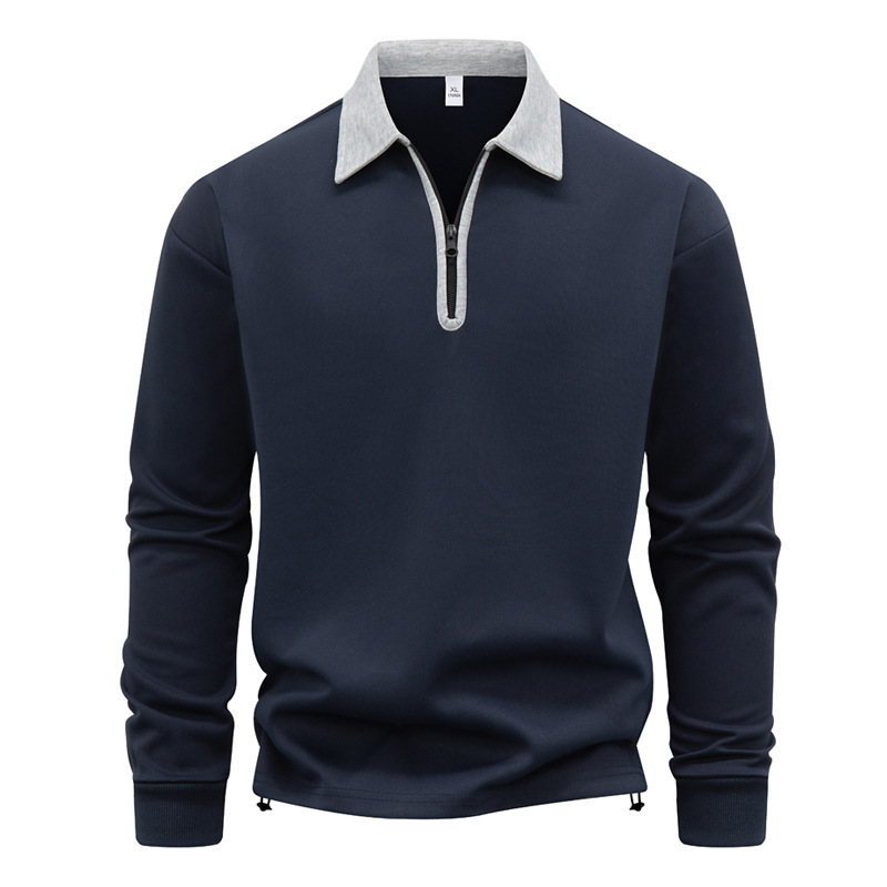 Cross-Border Zipper Collar Spring and Autumn New Men's Fashion Brand Long-Sleeved Sweatshirt Korean Style Lapel Pullover Bottoming Shirt Sweatshirt Cross-Border Zipper Collar Spring and Autumn New Men's Fashion Brand Long-Sleeved Sweatshirt Korean Style Lapel Pullover Bottoming Shirt Sweatshirt