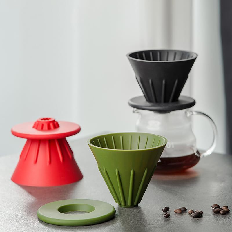 Outdoor Foldableable Hand-Brewed Coffee V-Shaped V60 Food-Grade Silicone Coffee Filter Cup Coffee Filter Set
