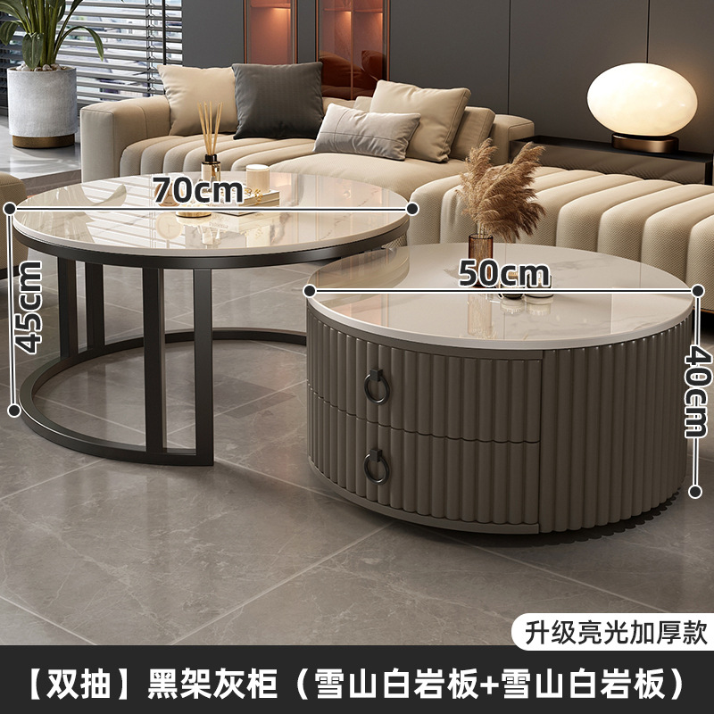 Mesa de té de roca sala de estar doméstica nueva mesa de té redonda roja de lujo moderno y simple mesa pequeña de lujo