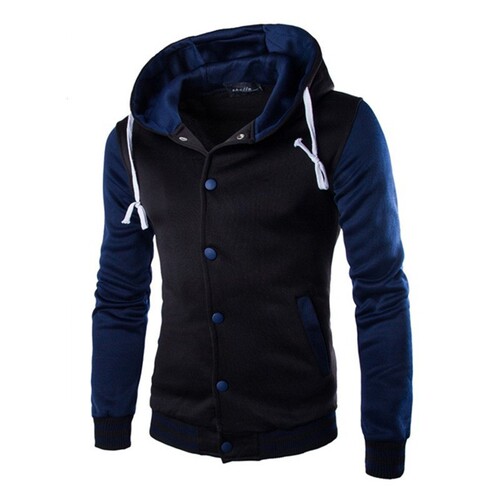 Men's Fleece Hooded Sweatshirt, Slim Fit, Short Sleeve, Unisex, Model W869