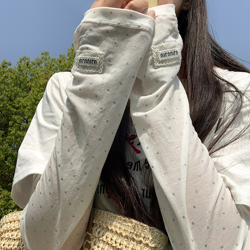 水玉模様のアイスシルク日焼け止めスリーブ女性用夏のスリーブ保護UV保護アームルーズサンシェード通気性アイススリーブ|undefined