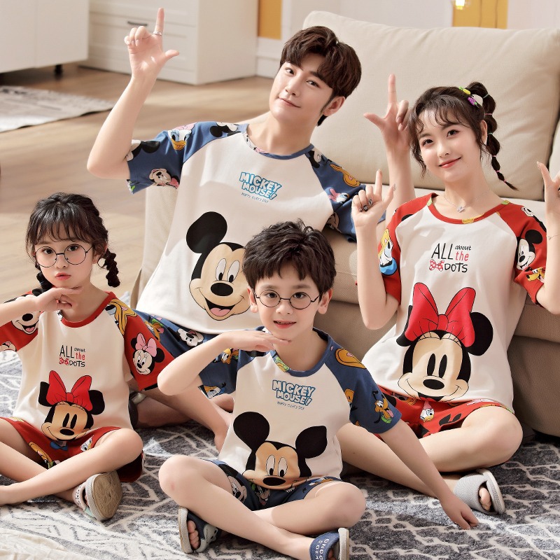 Parent-Child Pajamas, Pure Cotton, Summer, Boys and Girls, Family of Four, Mother and Daughter, Round Neck, Comfortable, Outerwear, Home Wear Set, Short Sleeves Parent-Child Pajamas, Pure Cotton, Summer, Boys and Girls, Family of Four, Mother and Daughter, Round Neck, Comfortable, Outerwear, Home Wear Set, Short Sleeves