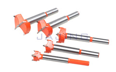 Premium Woodworking Hole Saw, Orange, Flat Wing Drill Base, Grooving 5pc Woodworking Alloy Drill Bit Set