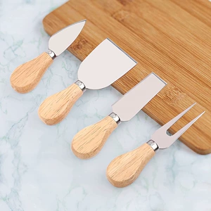 [芝士刀4件套木柄不锈钢奶酪刀叉铲迷你厨房工具套装 Cheese Knife]