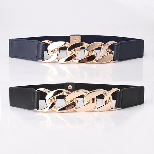 Internet celebrity same style ladies student dress decorative belt European and American exaggerated chain elastic elastic girdle women's belt