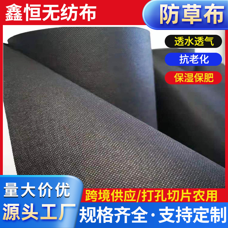 户外pp黑色防草地布农用除草布 编织养护地布透气渗水除草布