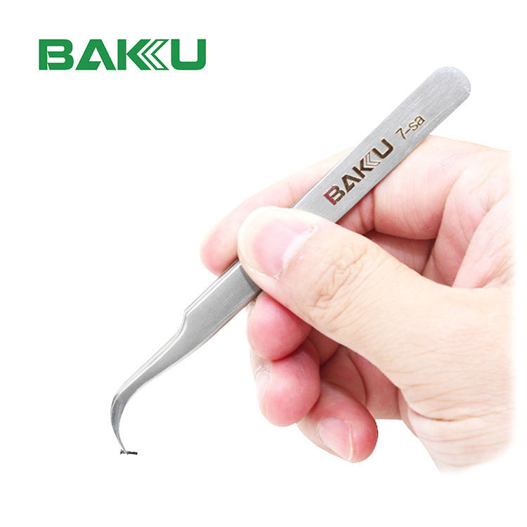 巴酷BK-T7-SA不锈钢加硬精密镊子直头弯头镊数码手机维修医用镊子