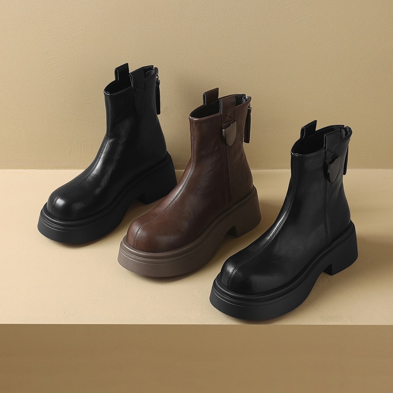 Damen Martin Stiefel Mit Dicker Sohle Und Warmem Futter_voghion.com