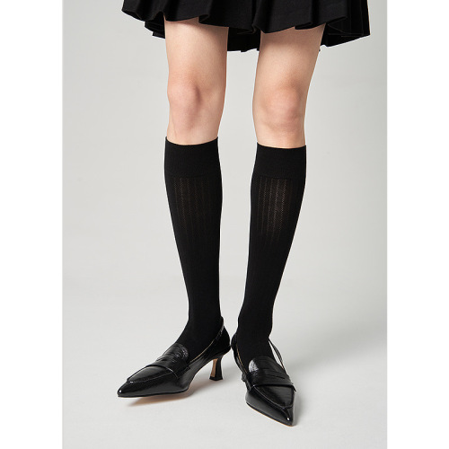 100% Cotton Ankle Socks Summer Thin Mesh Compression Socks for Women, Mid-Calf JK Slimming Leg Socks, Long-Calf Cotton Socks Trendy