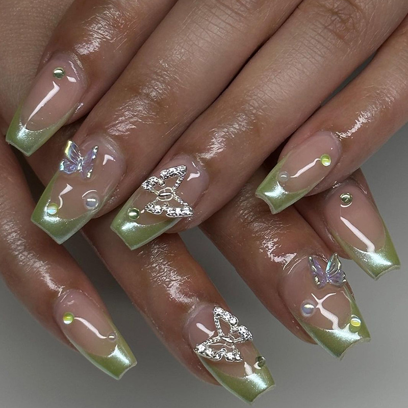 Butterfly Pattern French Style Style French Style Butterfly Plastic Nail Patches 1 Set