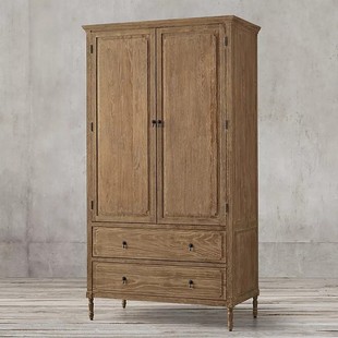 American-style solid wood wardrobe French retro wardrobe simple modern storage cabinet small apartment home locker