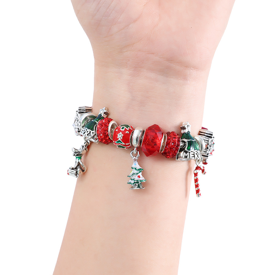 Christmas Beaded Bracelets Christmas Series DIY Green Christmas Tree Bell Pendant Ladies Snake Bone Bracelet Christmas Gift_voghion.com