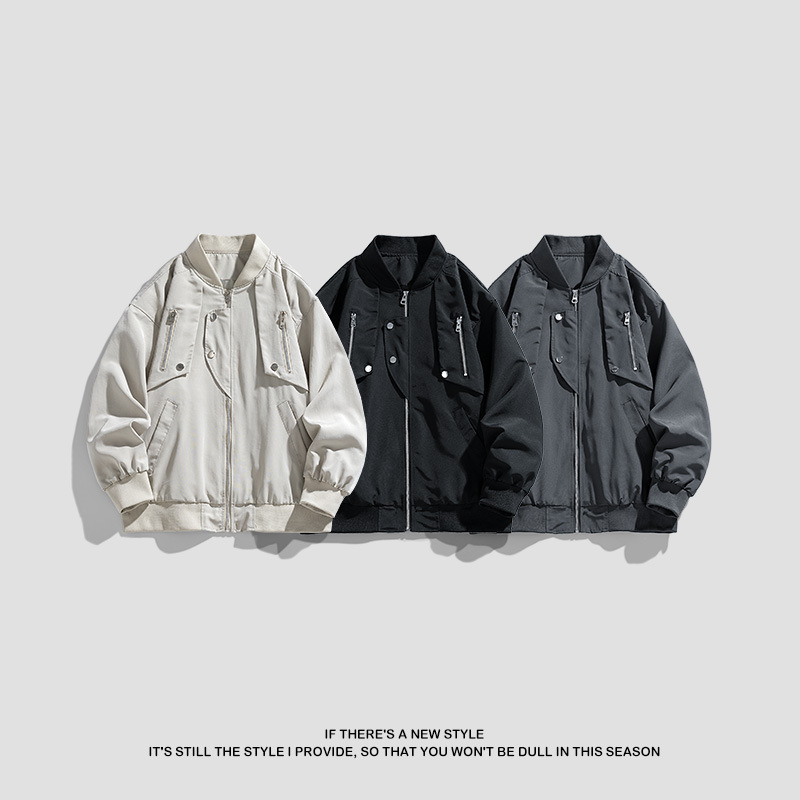 2024 primavera y otoño nueva chaqueta de piloto chaqueta de diseño suelta hombre y mujer chaqueta de trabajo chaqueta hombre