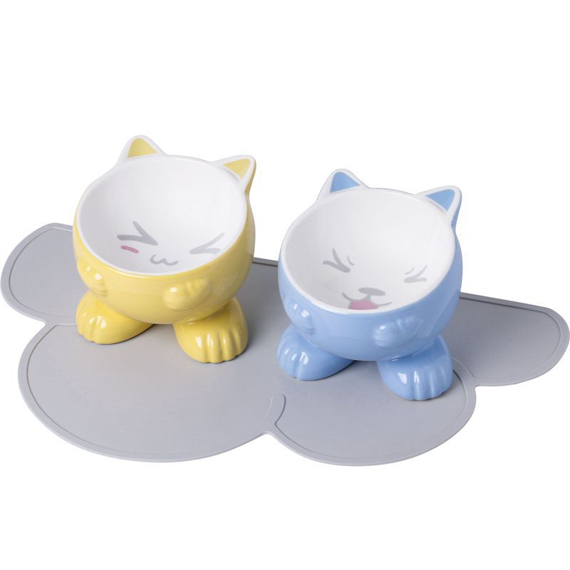 노란 고양이 귀 + 파란 고양이 귀 + 미끄럼 방지 매트