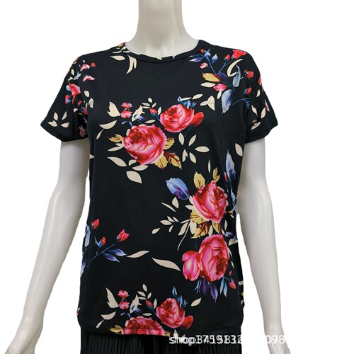 Women's Short Sleeve T-shirt Summer Middle-Aged and Elderly Plus Size Top Mother's Dress Loose Base Shirt
