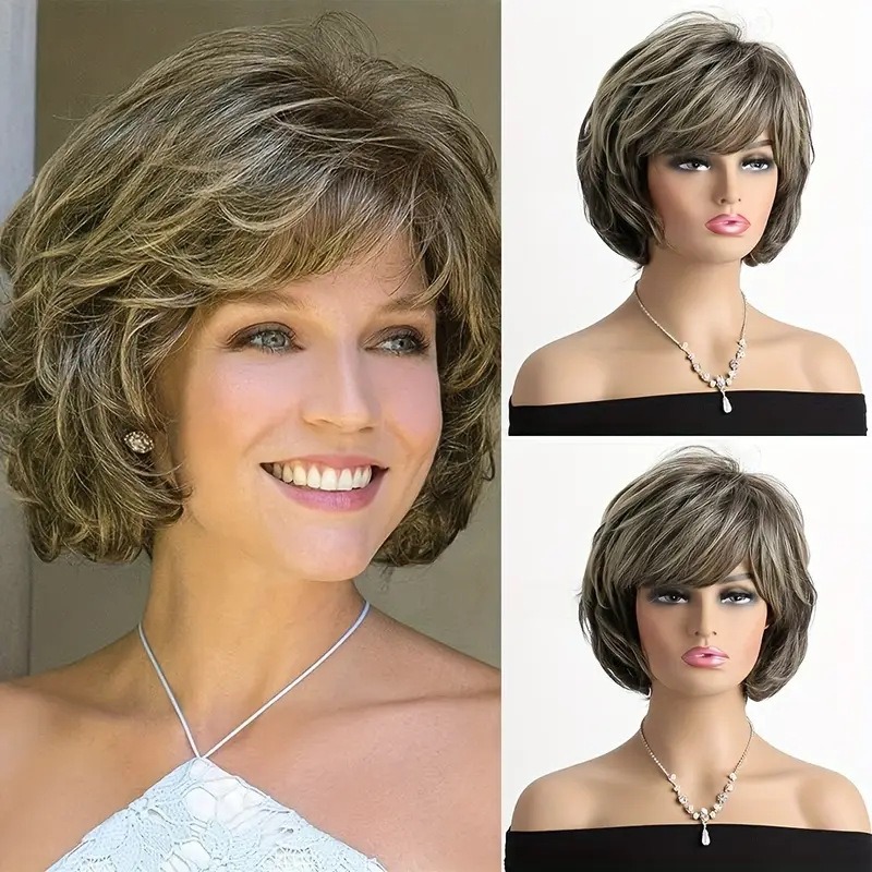 Amazon's Best-Selling Short Hair European and American Wigs, Golden Short Straight Hair Wigs, Fashionable Women's Wigs, Drop Shipping