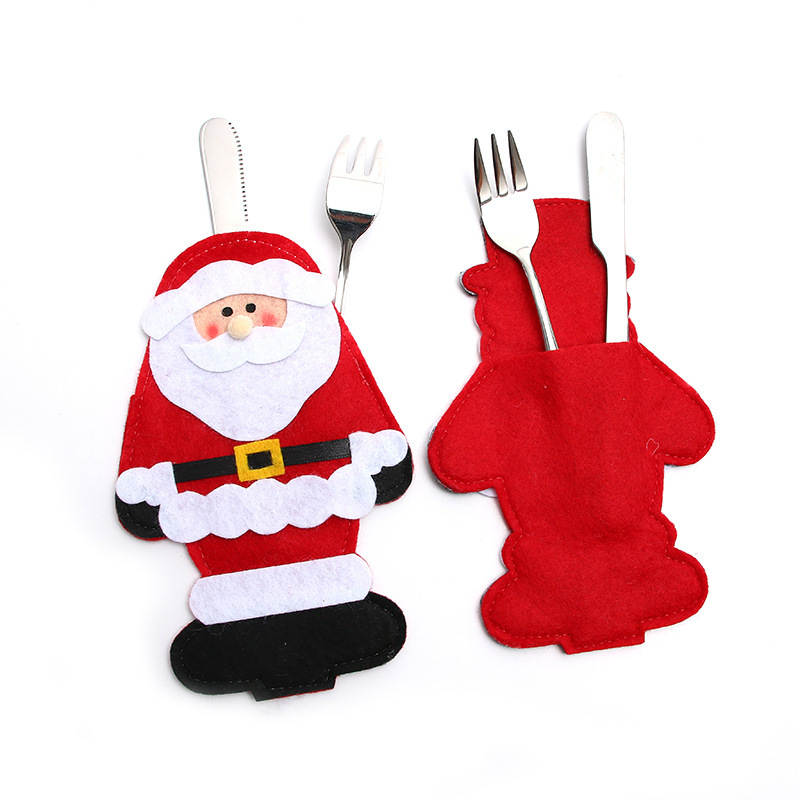 Cuchillo y tenedor de Navidad transfronterizos bolsas de cuchillo y tenedor de Navidad cubierta de platos de Santa Claus artículos de decoración de Navidad