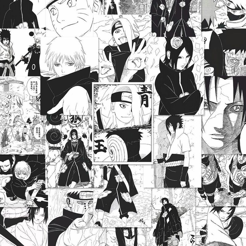 [アクティブ] 忍者ナルト白黒コミックアニメーション周辺クリエイティブ携帯電話デスクトップ装飾ハンドブックステッカー|undefined