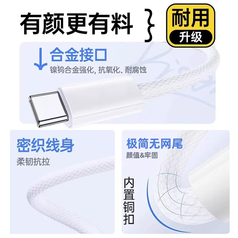 【源頭廠家】適用蘋果iPhone15編織數據線PD20W快充線華為type-c. 3