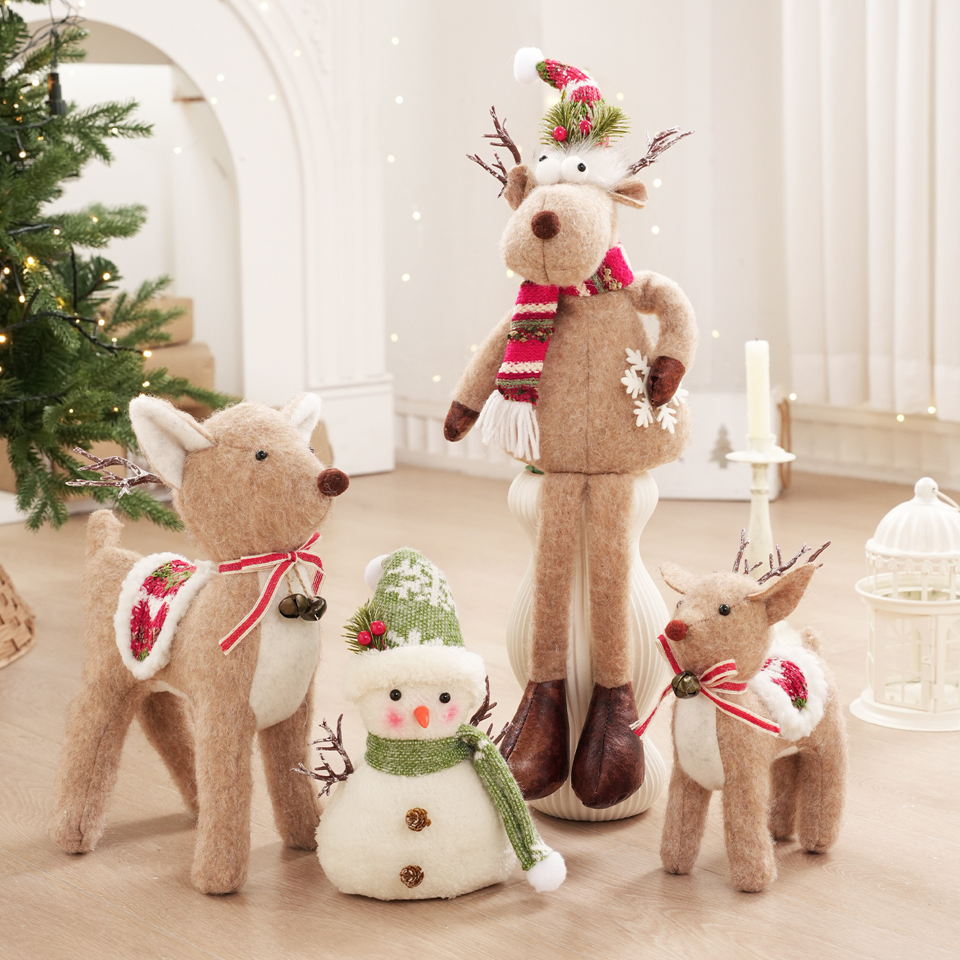 Nuevos muñecos de peluche transfronterizos muñecas de nieve muñecas decoración de escritorio muñecas decoración de vacaciones