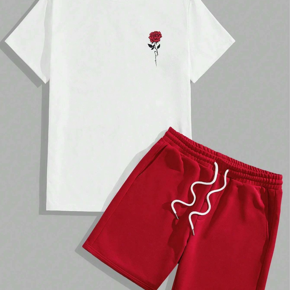 Летний спортивный костюм для мужчин с коротким рукавом и шортами, розовая футболка, 3D-печать, трансграничная линия