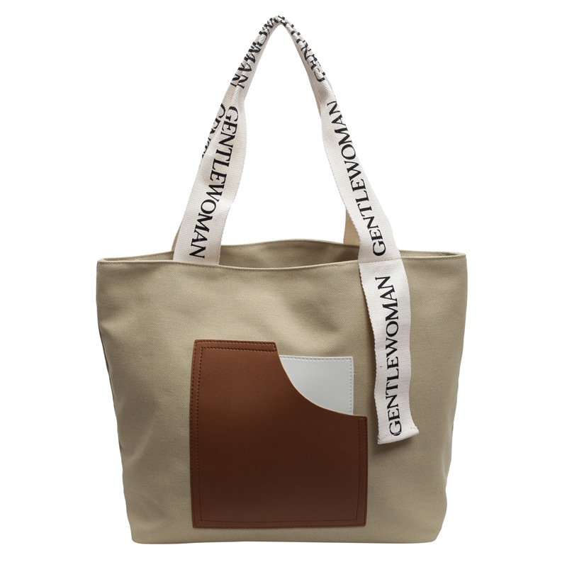 Fábrica directa tote bolsas de lona de niñas bolsas de hombro resistentes al desgaste simple letras impresión bolsas de comercio exterior transfronterizas